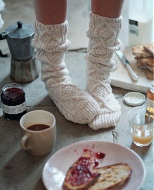 woolen socks, toast and jam, thick socks